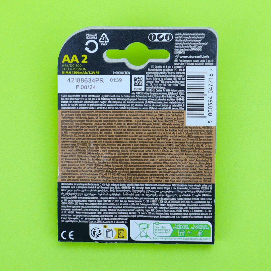 Duracell Recharge 1300mAh AA дополнителна слика